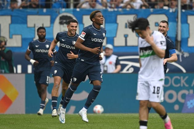 Farid ALFA-RUPRECHT (BO) jubelt nach seinem Tor zum 1-1, jubelnd, Jubel, Begeisterung, Freude, Emotion Fussball 2. Bundesliga, 33. Spieltag, VfL Bochum (BO) - Hannover 96 1-1 am 09.05.2026 im Vonovia Ruhrstadion Bochum Deutschland. DFL regulations prohibit any use of photographs as image sequences and or quasi-video Â