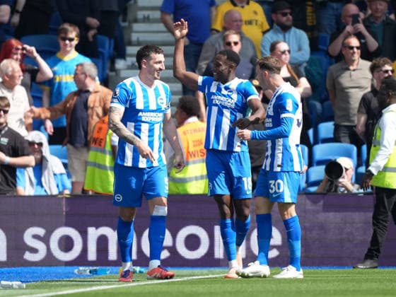 Brighton and Hove Albion v Wolverhampton, Premier League, Football, Amex Stadium, Brighton, UK - 09 May 2026 GOAL 2-0. Lewis Dunk of Brighton celebrates after scoring the second goal for Brighton. Brighton Amex Stadium Brighton UK, UK NEWSPAPERS OUT Copyright: xSeanxRyanx