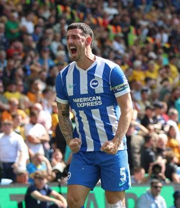 Premier League - Brighton & Hove Albion v Wolverhampton Wanderers BRIGHTON, ENGLAND, MAY 09: GOAL 2-0, Lewis Dunk of Brighton & Hove Albion goal celebration after scoring a goal to put Brighton & Hove Albion 2-0 ahead during the Premier League match between Brighton & Hove Albion v Wolverhampton Wanderers at the AMEX Community Stadium, Brighton, England, on May 9. (Photo by Daniel Weir) Brighton AMEX Community Stadium England Copyright: xDanielxWeir SportsxPressxPhotox Sportspressphoto_SPR143016