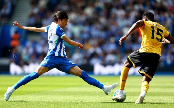 Kaoru Mitoma of Brighton and Hove Albion. Brighton and Hove Albion v Wolverhampton Wanderers, Premier League, Football, American Express Community Stadium, Brighton , UK - 09 May 2026Brighton American Express Community Stadi United Kingdom EDITORIAL USE ONLY No use with unauthorised audio, video, data, fixture lists, club league logos or live services. Online in-match use limited to 120 images, no video emulation. No use in betting, games or single club league player publications. Copyright: xJamesxMarsh Shutterstockx 16861685ao
