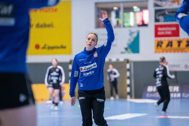 HSG Blomberg-Lippe (GER) vs. Thueringer HC (GER) Handball, 1. Handball Bundesliga Frauen, Halbfinale, Spiel 3, 9.5.2026, Saision 2025 2026, Blomberg Alexia Hauf (HSG Blomberg-Lippe, 31) beim Aufwaermen Blomberg Sporthalle an der Ulmenallee Deutschland