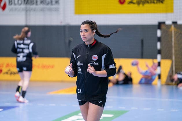 HSG Blomberg-Lippe (GER) vs. Thueringer HC (GER) Handball, 1. Handball Bundesliga Frauen, Halbfinale, Spiel 3, 9.5.2026, Saision 2025 2026, Blomberg Giulia Guarieiro (Thueringer HC, 13) beim Aufwaermen Blomberg Sporthalle an der Ulmenallee Deutschland