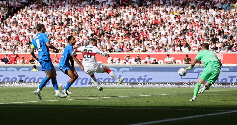 09.05.26 VfB Stuttgart - Bayer 04 Leverkusen Deutschland, Stuttgart, 09.05.2026, Fussball, Bundesliga, Saison 2025 2026, VfB Stuttgart - Bayer 04 Leverkusen: Deniz Undav (VfB Stuttgart); Tor 3:1 Undav. *** 09 05 26 VfB Stuttgart Bayer 04 Leverkusen Germany, Stuttgart, 09 05 2026, Football, Bundesliga, Season 2025 2026, VfB Stuttgart Bayer 04 Leverkusen Deniz Undav VfB Stuttgart Goal 3 1 Undav