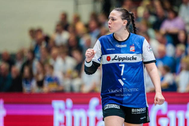 Diana Magnusdottir (HSG Blomberg-Lippe, 07) im Jubel GER, HSG Blomberg-Lippe vs. Thueringer HC, Handball, 1. Bundesliga Frauen, Play-Offs, Halbfinale, Spiel 3, 09.05.2026 GER, HSG Blomberg-Lippe vs. Thueringer HC, Handball, 1. Bundesliga Frauen, Play-Offs, Halbfinale, Spiel 3, 09.05.2026 Blomberg Copyright: xEibner-Pressefoto JanxRollingerx EP_JSK