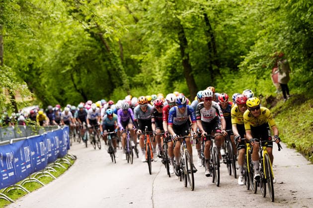 The pack rides cycles during Stage 2 of the Giro d™Italia, from Burgas to Veliko Tarnovo, Bulgaria, Saturday, May 9, 2026.  Copyright: xFabioxFerrari LaPressex