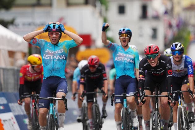 Uruguay™s Guillermo Thomas Silva Coussan of XDS Astana Team stage winner during Stage 2 of the Giro d™Italia, from Burgas to Veliko Tarnovo, Bulgaria, Saturday, May 9, 2026.  Copyright: xMassimoxPaolone LaPressex