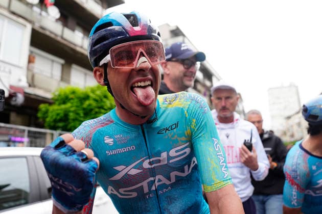 Uruguay™s Guillermo Thomas Silva Coussan of XDS Astana Team stage winner during Stage 2 of the Giro d™Italia, from Burgas to Veliko Tarnovo, Bulgaria, Saturday, May 9, 2026.  Copyright: xFabioxFerrari LaPressex