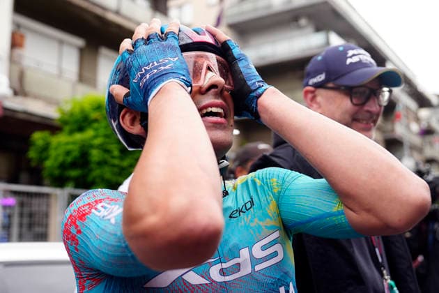 Uruguay™s Guillermo Thomas Silva Coussan of XDS Astana Team stage winner during Stage 2 of the Giro d™Italia, from Burgas to Veliko Tarnovo, Bulgaria, Saturday, May 9, 2026.  Copyright: xFabioxFerrari LaPressex