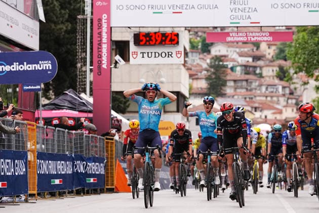 Uruguay™s Guillermo Thomas Silva Coussan of XDS Astana Team stage winner during Stage 2 of the Giro d™Italia, from Burgas to Veliko Tarnovo, Bulgaria, Saturday, May 9, 2026.  Copyright: xGianxMattiaxD Alberto LaPressex