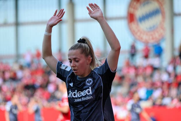 München, Deutschland: 09. Mai 2026 - 1. Frauen Bundesliga - 25. Spieltag - FC Bayern München vs. Eintracht Frankfurt Im Bild: Nina Lührßen Luehrssen (SGE) Copyright: HMBxMedia MadeleinexFantini