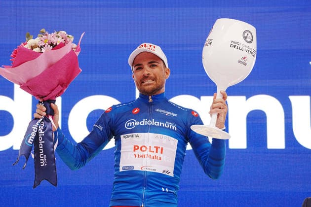 Banca Mediolanum - Diego Pablo Sevilla (Team Polti VisitMalta) Blue Jersey during Stage 2 of the Giro d™Italia, from Burgas to Veliko Tarnovo, Bulgaria, Saturday, May 9, 2026.  Copyright: xGianxMattiaxD Alberto LaPressex