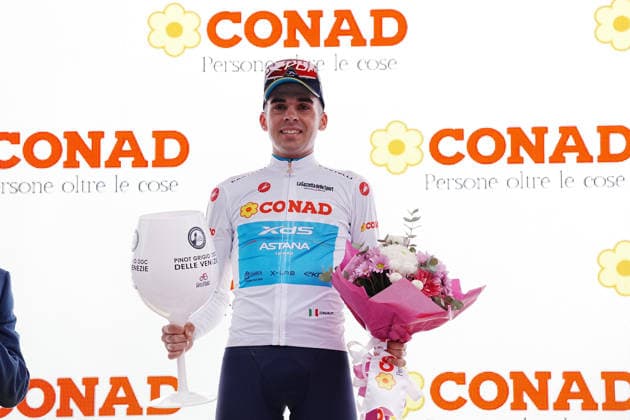 Conad - Guillermo Thomas Silva (XDS Astana Team) White Jersey during Stage 2 of the Giro d™Italia, from Burgas to Veliko Tarnovo, Bulgaria, Saturday, May 9, 2026.  Copyright: xGianxMattiaxD Alberto LaPressex