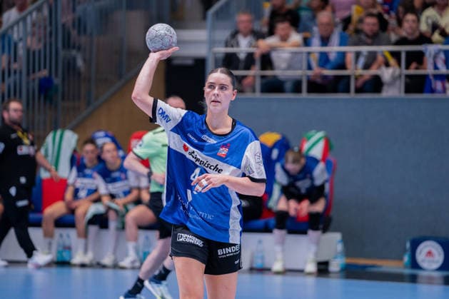HSG Blomberg-Lippe (GER) vs. Thueringer HC (GER) Handball, 1. Handball Bundesliga Frauen, Halbfinale, Spiel 3, 9.5.2026, Saision 2025 2026, Blomberg Andrea Jacobsen (HSG Blomberg-Lippe, 04) beim Spielaufbau Blomberg Sporthalle an der Ulmenallee Deutschland