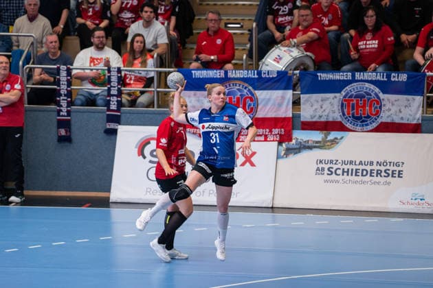 HSG Blomberg-Lippe (GER) vs. Thueringer HC (GER) Handball, 1. Handball Bundesliga Frauen, Halbfinale, Spiel 3, 9.5.2026, Saision 2025 2026, Blomberg Alexia Hauf (HSG Blomberg-Lippe, 31) im Torwurf Blomberg Sporthalle an der Ulmenallee Deutschland