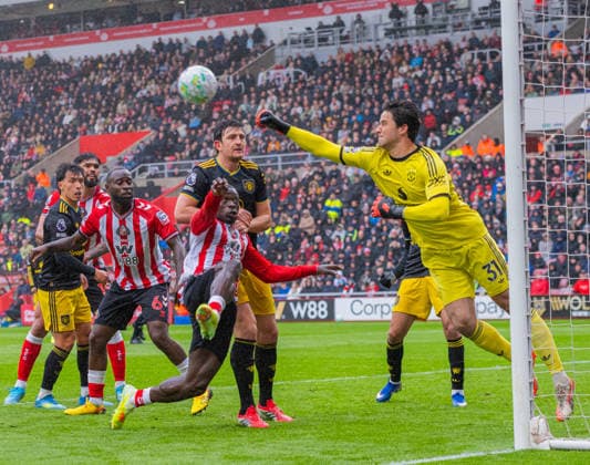 Sunderland v Manchester United, ManU Premier League, Football, Stadium of Light, Sunderland UK - 09 May 2026 Senne Lammens of Manchester United saves Sunderland goal chance Sunderland Stadium Of Light Tyne and Wear UK, UK NEWSPAPERS OUT Copyright: xAdamxCookx