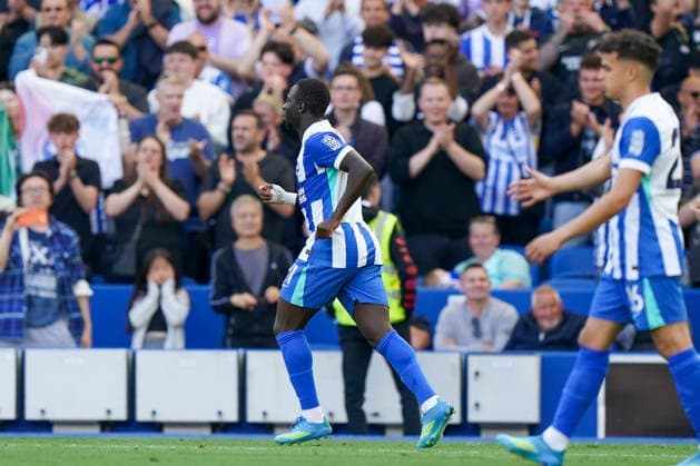 Brighton & Hove Albion v Wolverhampton Wanderers, Premier League Brighton & Hove Albion forward Yankuba Minteh (11) scores a GOAL 3-0 and celebrates during the Brighton & Hove Albion v Wolverhampton Wanderers Premier League match at the American Express Stadium, Brighton & Hove, England on 9 May 2026 Credit: Robbie Hoad Every Second Media Editorial use only. All images are copyright Every Second Media Limited. No images may be reproduced without prior permission. All rights reserved. Premier League and Football League images are subject to licensing agreements with Football DataCo Limited. see https: www.football-dataco.com Copyright: xIMAGO EveryxSecondxMediax ESM-1981-0007 RobbiexHoadx xEveryxSecondxMediax