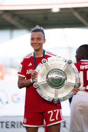 Arianna Caruso of FC Bayern München after the Google Pixel Frauen Bundesliga game between FC Bayern München and Eintracht Frankfurt at FC Bayern Campus on May 9th, 2026 in Munich, Germany Copyright: xLeoniexKiehlx xSPPx Sportspressphoto_SPR143119