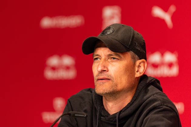 GER, Bundesliga, RB Leipzig - FC St. Pauli. 09.05.2026, Red Bull Arena, Leipzig, GER, Bundesliga, RB Leipzig - FC St. Pauli. Alexander Blessin (Coach FC St. Pauli) bei der Pressekonferenz Â *** GER, Bundesliga, RB Leipzig FC St Pauli 09 05 2026, Red Bull Arena, Leipzig, GER, Bundesliga, RB Leipzig FC St Pauli Alexander Blessin Coach FC St Pauli at the press conference Â nordphotoxGmbHxx xAlexanderxTrienitz nph00051