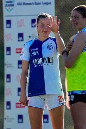 Schweiz: AXA Women s Super League 2025 26, FC Aarau Frauen vs GC Frauenfussball - Sportanlage Schachen, Aarau: Giulia Looser (24 Grasshoppers) nach dem Spiel Copyright: xKjetilxWaberx