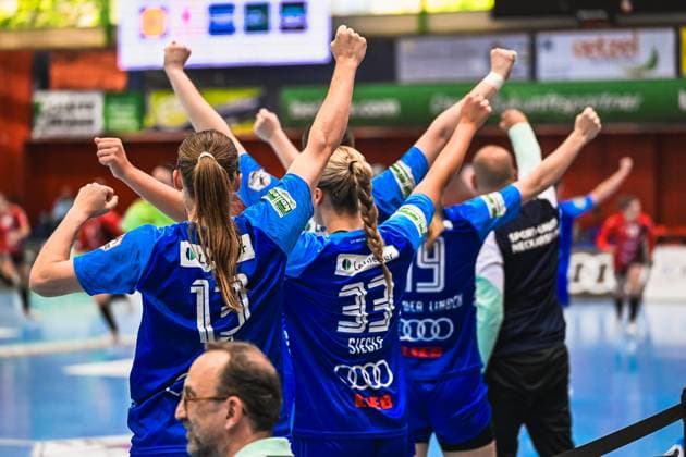 Szene mit Alicia Soffel (13; Union Neckarsulm), 33; Sport-Union Neckarsulm und Iva van der Linden (19; Sport-Union Neckarsulm) Jubel mit Alicia Soffel (13; Sport-Union Neckarsulm), 33; Sport-Union Neckarsulm und Iva van der Linden (19; Sport-Union Neckarsulm)