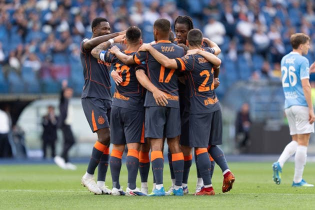 SS Lazio v FC Internazionale - Serie A Enilive Petar Sucic of FC Internazionale celebrates after scoring second goal with his teammates during the serie Serie A Enilive match between SS Lazio and FC Internazionale at Olimpico on May 09, 2026 in Rome, Italy Rome Stadio Olimpico Lazio Italy Copyright: xGiuseppexMaffiax 260509_SerieA_Lazio-Inter_GM_08728