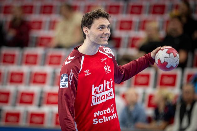 DAIKIN HBL: SG Flensburg-Handewitt vs TBV Lemgo Lippe; 09.05.26 Niclas Kirkelokke (Nr.05, SG Flensburg-Handewitt) beim Warm Up DAIKIN HBL: SG Flensburg-Handewitt vs TBV Lemgo Lippe, GP JOULE Arena am 09.05.26 Copyright: xBEAUTIFULxSPORTS MarioxM.xKobergx