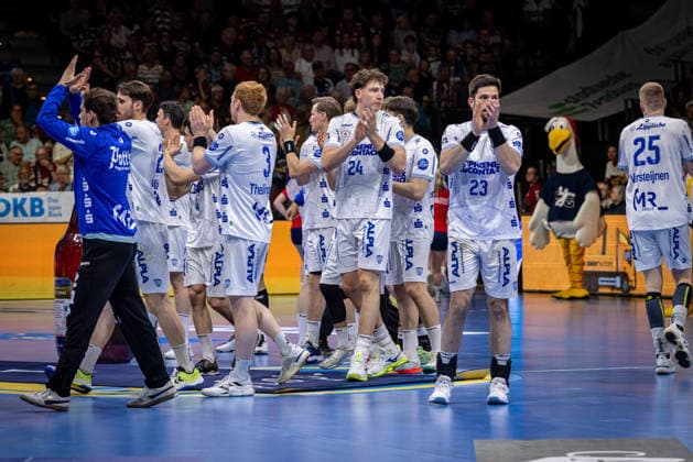 DAIKIN HBL: SG Flensburg-Handewitt vs TBV Lemgo Lippe; 09.05.26 Team TBV Lemgo Lippe vor dem Spiel DAIKIN HBL: SG Flensburg-Handewitt vs TBV Lemgo Lippe, GP JOULE Arena am 09.05.26 Copyright: xBEAUTIFULxSPORTS MarioxM.xKobergx