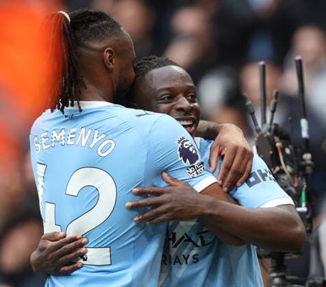 21.02.2026 Manchester City v Brentford, Premier League, Etihad Stadium, Manchester Times Photographer Bradley Ormesher. 09.05.2026 Manchester City v Brentford, Premier League, Etihad Stadium, Manchester Jeremy Doku of Manchester City scores and celebrates 1-0 Times Photographer Bradley Ormesher.  Copyright: xBradleyxOrmesherx NINTCHDBPICT001079405941