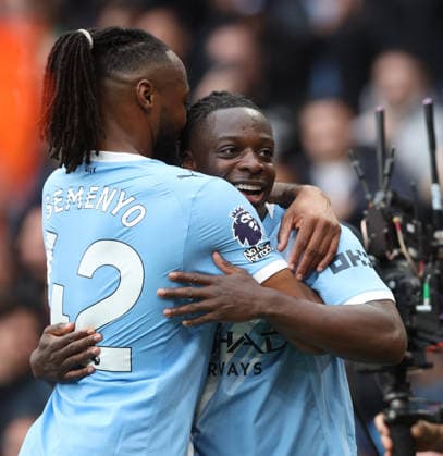 21.02.2026 Manchester City v Brentford, Premier League, Etihad Stadium, Manchester Times Photographer Bradley Ormesher. 09.05.2026 Manchester City v Brentford, Premier League, Etihad Stadium, Manchester Jeremy Doku of Manchester City scores and celebrates 1-0 Times Photographer Bradley Ormesher.  Copyright: xBradleyxOrmesherx NINTCHDBPICT001079405959