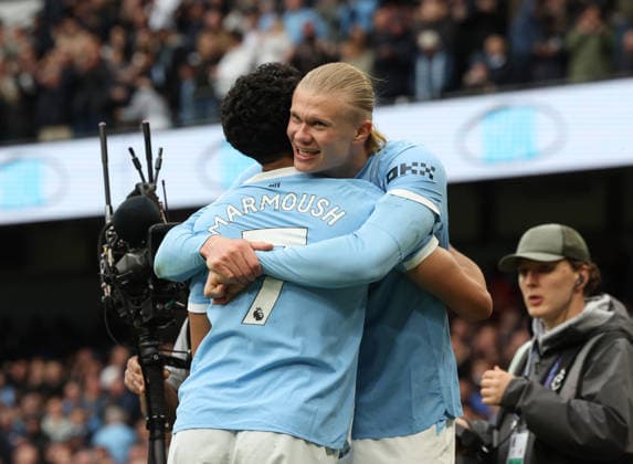 21.02.2026 Manchester City v Brentford, Premier League, Etihad Stadium, Manchester Times Photographer Bradley Ormesher. 09.05.2026 Manchester City v Brentford, Premier League, Etihad Stadium, Manchester Erling Haaland of Manchester City scores 2-0 Times Photographer Bradley Ormesher.  Copyright: xBradleyxOrmesherx NINTCHDBPICT001079408094