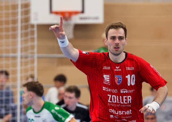 09.05.2026, Deutschland, Backnang, Handball 2. Bundesliga, HC Oppenweiler Backnang vs. SG BBM Bietigheim, Tom Wolf (BBM) jubelt, Jubel
