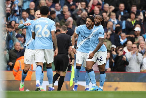 21.02.2026 Manchester City v Brentford, Premier League, Etihad Stadium, Manchester Times Photographer Bradley Ormesher. 09.05.2026 Manchester City v Brentford, Premier League, Etihad Stadium, Manchester Omar Marmoush of Manchester City scores 3-0 and celebrates with Antoine Semenyo of Manchester Cit Times Photographer Bradley Ormesher.  Copyright: xBradleyxOrmesherx NINTCHDBPICT001079411391