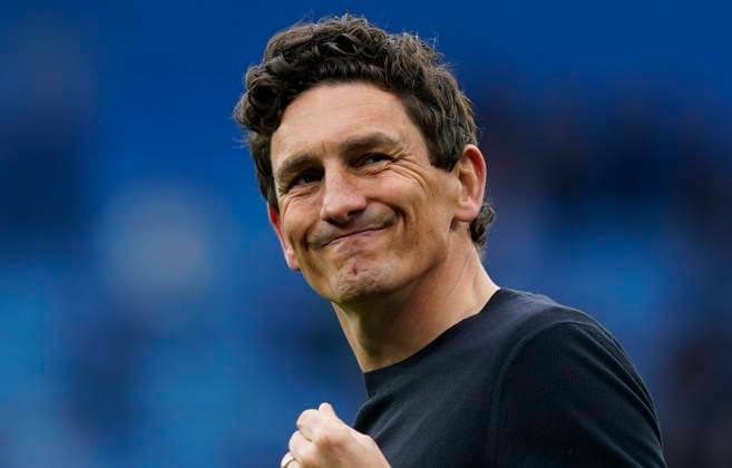 Manchester, England, 9th May 2026. Keith Andrews manager of Brentford during the Manchester City vs Brentford Premier League match at the Etihad Stadium, Manchester. Picture credit should read: Andrew Yates Sportimage EDITORIAL USE ONLY. No use with unauthorised audio, video, data, fixture lists, club league logos or live services. Online in-match use limited to 120 images, no video emulation. No use in betting, games or single club league player publications. SPI_031_AY_MAN_CITY_BRENTFORD SPI-4788-0035