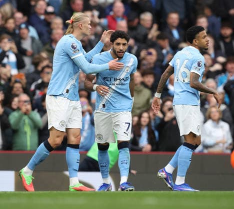 21.02.2026 Manchester City v Brentford, Premier League, Etihad Stadium, Manchester Times Photographer Bradley Ormesher. 09.05.2026 Manchester City v Brentford, Premier League, Etihad Stadium, Manchester Omar Marmoush of Manchester City scores 3-0 and celebrates with Erling Haaland of Manchester City Times Photographer Bradley Ormesher.  Copyright: xBradleyxOrmesherx NINTCHDBPICT001079411464