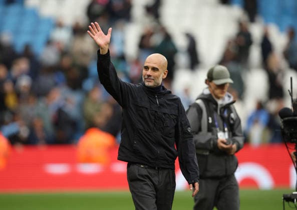 21.02.2026 Manchester City v Brentford, Premier League, Etihad Stadium, Manchester Times Photographer Bradley Ormesher. 09.05.2026 Manchester City v Brentford, Premier League, Etihad Stadium, Manchester Manchester City Manager Pep Guardiola at end of game Times Photographer Bradley Ormesher.  Copyright: xBradleyxOrmesherx NINTCHDBPICT001079412161