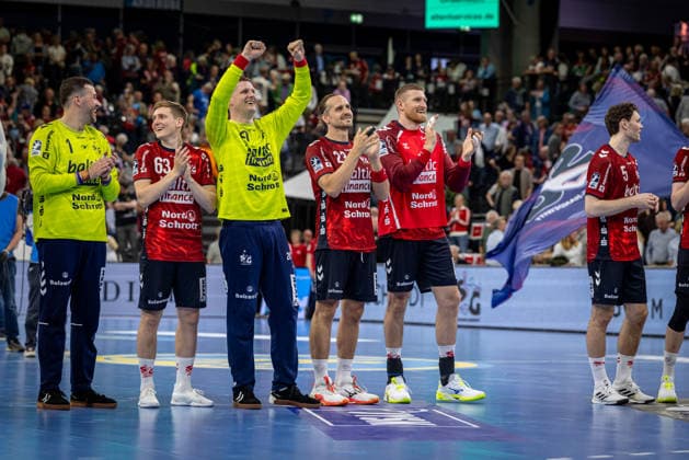 DAIKIN HBL: SG Flensburg-Handewitt vs TBV Lemgo Lippe; 09.05.26 Jubel nach Sieg Team SG Flensburg-Handewitt DAIKIN HBL: SG Flensburg-Handewitt vs TBV Lemgo Lippe, GP JOULE Arena am 09.05.26 Copyright: xBEAUTIFULxSPORTS MarioxM.xKobergx