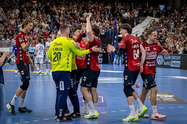 DAIKIN HBL: SG Flensburg-Handewitt vs TBV Lemgo Lippe; 09.05.26 Jubel nach Sieg Team SG Flensburg-Handewitt DAIKIN HBL: SG Flensburg-Handewitt vs TBV Lemgo Lippe, GP JOULE Arena am 09.05.26 Copyright: xBEAUTIFULxSPORTS MarioxM.xKobergx