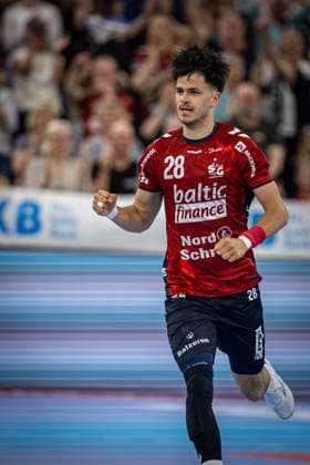 DAIKIN HBL: SG Flensburg-Handewitt vs TBV Lemgo Lippe; 09.05.26 Jubel Torjubel bei Patrick Volz (Nr.28, SG Flensburg-Handewitt) DAIKIN HBL: SG Flensburg-Handewitt vs TBV Lemgo Lippe, GP JOULE Arena am 09.05.26 Copyright: xBEAUTIFULxSPORTS MarioxM.xKobergx