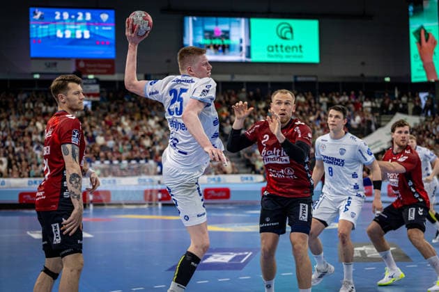 DAIKIN HBL: SG Flensburg-Handewitt vs TBV Lemgo Lippe; 09.05.26 Niels Gerardus Versteijnen (Nr.25, TBV Lemgo-Lippe) im Angriff DAIKIN HBL: SG Flensburg-Handewitt vs TBV Lemgo Lippe, GP JOULE Arena am 09.05.26 Copyright: xBEAUTIFULxSPORTS MarioxM.xKobergx