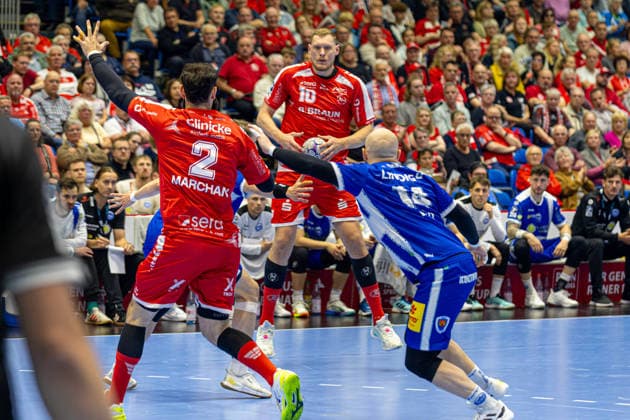 DAIKIN Handball Bundesliga, Kassel, MT Melsungen vs. ThSV Eisenach, Rothenbach-Halle Kassel; 09.05.2026 DAIKIN Handball Bundesliga, Kassel, Germany - 09.05.2026: Dainis Kristopans (MT Melsungen, 10) am Ball, Handball BundesligaL, Spiel der MT Melsungen vs. ThSV Eisenach, Rothenbach-Halle Kassel Copyright: xBEAUTIFULxSPORTS Freudensteinx
