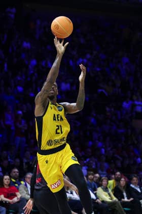 May 9, 2026, Badalona, Barcelona, Spain: James Nunnally of AEK BC in action during the Final Four Basketball Champions League Final basketball match played between AEK BC and Rytas Vilnius at Palau Olimpic Badalona on May 09, 2026 in Badalona, Barcelona, Spain. Badalona Spain - ZUMAa181 20260509_zaa_a181_483 Copyright: xJavierxBorregox
