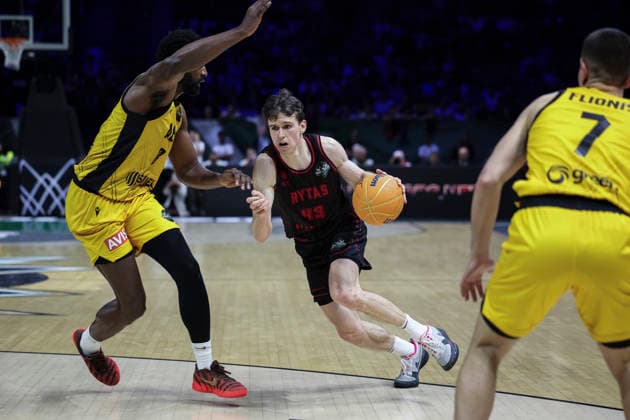 May 9, 2026, Badalona, Barcelona, Spain: Ignas Sargiunas of Rytas Vilnius in action during the Final Four Basketball Champions League Final basketball match played between AEK BC and Rytas Vilnius at Palau Olimpic Badalona on May 09, 2026 in Badalona, Barcelona, Spain. Badalona Spain - ZUMAa181 20260509_zaa_a181_492 Copyright: xJavierxBorregox
