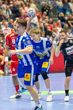 DAIKIN Handball Bundesliga, Kassel, MT Melsungen vs. ThSV Eisenach, Rothenbach-Halle Kassel; 09.05.2026 DAIKIN Handball Bundesliga, Kassel, Germany - 09.05.2026: Felix Aellen (ThSV Eisenach, 22) am Ball, Handball BundesligaL, Spiel der MT Melsungen vs. ThSV Eisenach, Rothenbach-Halle Kassel Copyright: xBEAUTIFULxSPORTS Freudensteinx