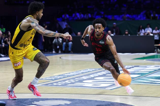 May 9, 2026, Badalona, Barcelona, Spain: Jerrick Harding of Rytas Vilnius in action during the Final Four Basketball Champions League Final basketball match played between AEK BC and Rytas Vilnius at Palau Olimpic Badalona on May 09, 2026 in Badalona, Barcelona, Spain. AEK BC V Rytas Vilnius - Final Four Basketball Champions League - Badalona 2026 Final  - ZUMAa181 20260509_zaa_a181_512 Copyright: xJavierxBorregox