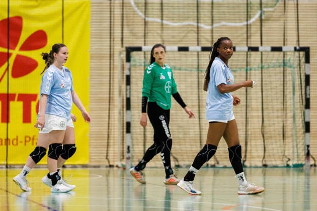 2. Handball Bundesliga Frauen: 1. FSV Mainz 05 - TSV Bayer 04 Leverkusen, Mainz, 09.05.2026 Sophia Cormann (TSV Bayer 04 Leverkusen, 10), Jessy-Marlonne Souza (TSV Bayer 04 Leverkusen, 9) Partie vom 27. Spieltag der ALSCO Handball 2. Bundesliga Frauen zwischen 1. FSV Mainz 05 und TSV Bayer 04 Leverkusen in Mainz am 15.11.2025 Copyright: xBEAUTIFULxSPORTS Hahnex