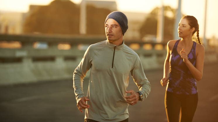 Enjoying a morning jog. two friends jogging down a road in the early morning (License=RF) 20279508 ,model released, Symbolfoto  Copyright: xZoonar.com KasperxRavlox 20279508 ,model released, Symbolfoto ,property released