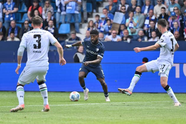 Moritz-Broni Kwarteng (VfL Bochum), Moritz Broni Kwarteng 09.05.2026, Fussball 2. Bundesliga, Saison 2025 2026, 33. Spieltag, VfL Bochum - Hannover 96 1:1 DFL regulations prohibit any use of photographs as image sequences and or quasi-video Bochum Vonovia Ruhrstadion Nordrhein Westfalen Deutschland
