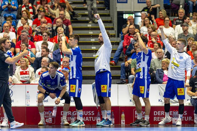 DAIKIN Handball Bundesliga, Kassel, MT Melsungen vs. ThSV Eisenach, Rothenbach-Halle Kassel; 09.05.2026 DAIKIN Handball Bundesliga, Kassel, Germany - 09.05.2026: Die Spieler des ThSV Eisenach, Handball BundesligaL, Spiel der MT Melsungen vs. ThSV Eisenach, Rothenbach-Halle Kassel Copyright: xBEAUTIFULxSPORTS Freudensteinx