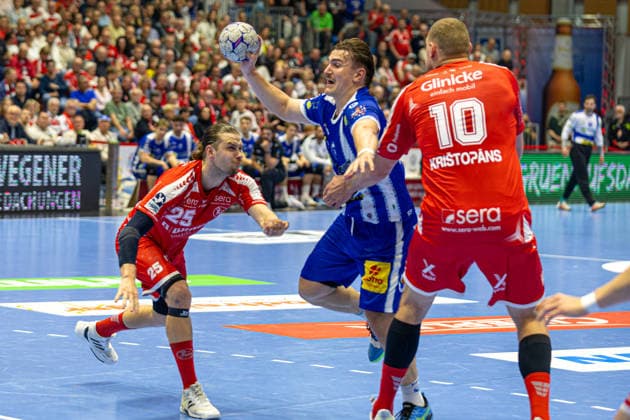 DAIKIN Handball Bundesliga, Kassel, MT Melsungen vs. ThSV Eisenach, Rothenbach-Halle Kassel; 09.05.2026 DAIKIN Handball Bundesliga, Kassel, Germany - 09.05.2026: Felix Aellen (ThSV Eisenach, 22) am Ball, Handball BundesligaL, Spiel der MT Melsungen vs. ThSV Eisenach, Rothenbach-Halle Kassel Copyright: xBEAUTIFULxSPORTS Freudensteinx