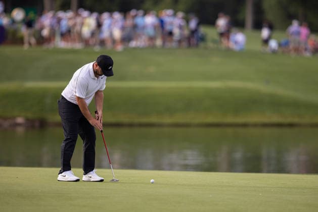 2026 Truist Championship: Third Round May 09 May 9, 2026: Alex Fitzpatrick putts for birdie on the seventeenth hole during the third round of the 2026 Truist Championship at Quail Hollow Club in Charlotte, NC. (Scott Kinser CSM) (Credit Image: Â Scott Kinser Cal Media) Charlotte Nc United States EDITORIAL USE ONLY Copyright: xx ZUMA-20260509_zma_c04_019.jpg ScottxKinserx csmphotothree490064